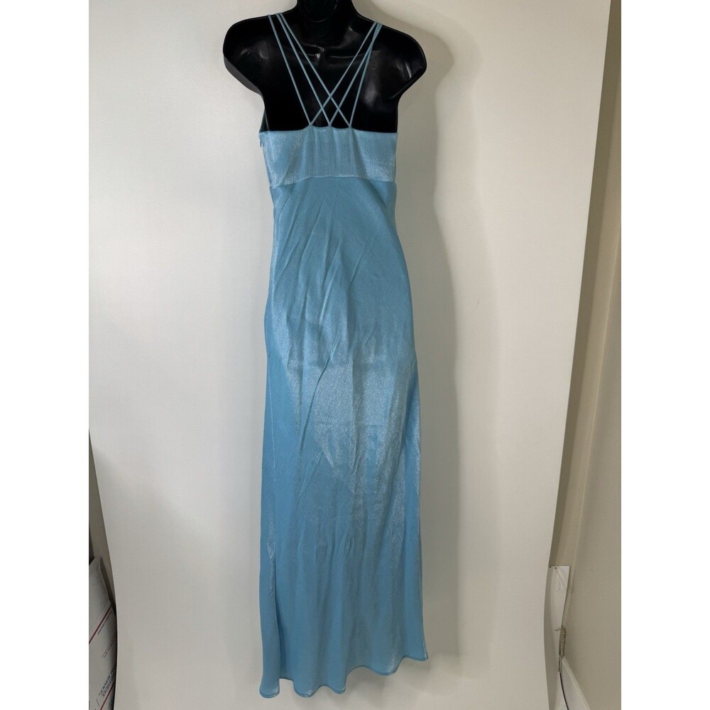 Y2K Teal Prom Dress Formal Slip Style Maxi Small - Picture 4 of 10